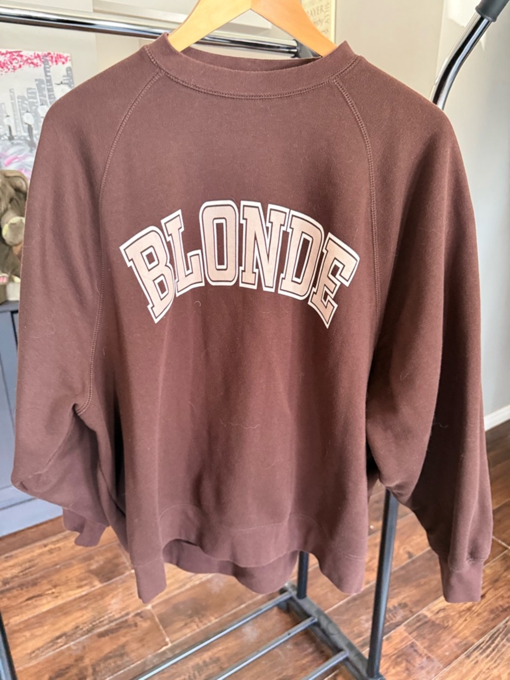 Brunette The Label Brown 'BLONDE' Graphic Crewneck Sweater